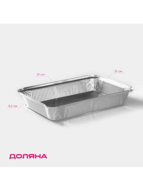 Форма для выпечки и запекания Доляна, 2.235 л, 31×21×5.5 см, 2 шт., фольга, серебристая