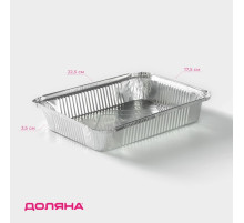 Формы для выпечки и запекания Доляна, набор 2 шт., 1.1 л, 22.5×17.5×3.5 см, фольга, серебристые