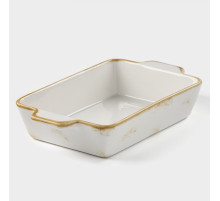 Форма для запекания из фарфора Доляна Organic Gold, 700 мл, 23.5×13×4.5 см, белая