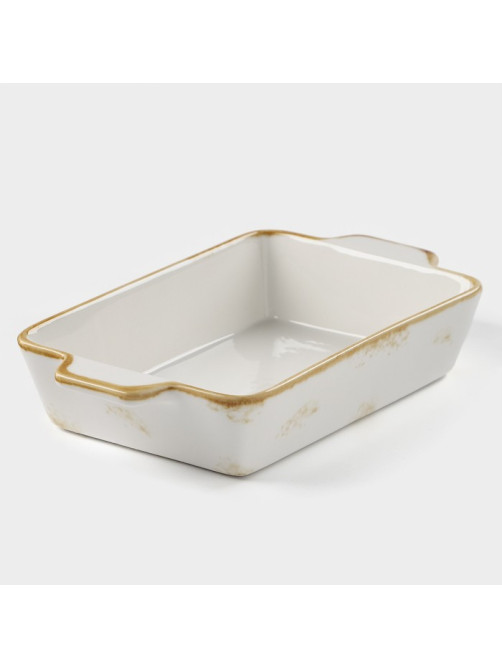 Форма для запекания из фарфора Доляна Organic Gold, 700 мл, 23.5×13×4.5 см, белая