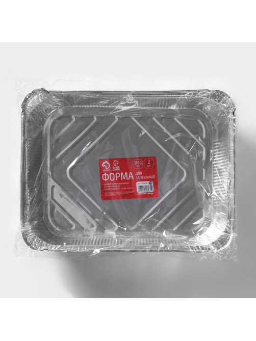 Формы для выпечки и запекания Доляна, набор 2 шт., 3.18 л, 32×26×6.5 см, фольга, серебристые