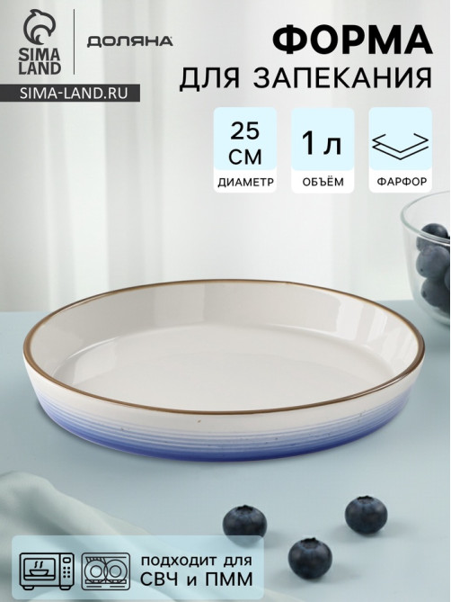 Форма для запекания Доляна «Космос», 1 л, d=25 см, фарфор, белая
