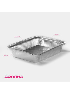 Форма для выпечки и запекания Доляна, 1.04 л, 22.5×18×4.5 см, 2 шт., фольга, серебристая