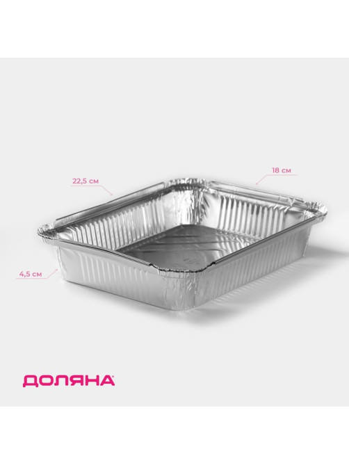 Форма для выпечки и запекания Доляна, 1.04 л, 22.5×18×4.5 см, 2 шт., фольга, серебристая
