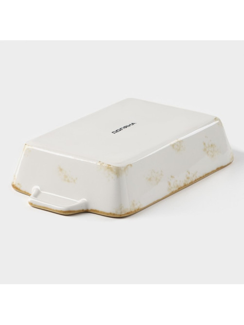 Форма для запекания из фарфора Доляна Organic Gold, 700 мл, 23.5×13×4.5 см, белая