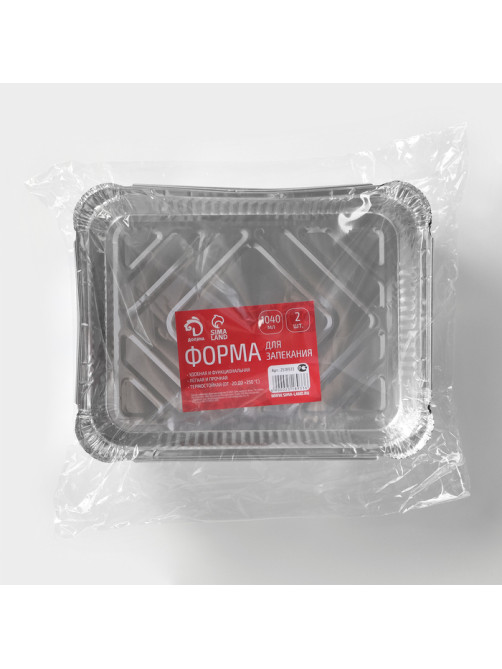 Форма для выпечки и запекания Доляна, 1.04 л, 22.5×18×4.5 см, 2 шт., фольга, серебристая