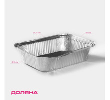 Формы для выпечки и запекания Доляна, набор 2 шт., 2 л, 25.7×19×6.5 см, фольга, серебристые