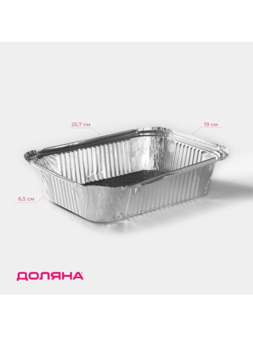 Формы для выпечки и запекания Доляна, набор 2 шт., 2 л, 25.7×19×6.5 см, фольга, серебристые