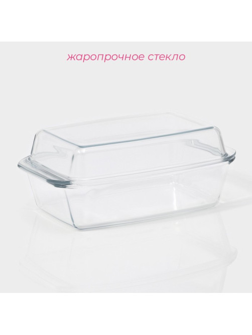 Кастрюля для запекания Доляна «Утятница», 2.9 л, 24.5×20.5×13.5 см, жаропрочное стекло, прозрачная