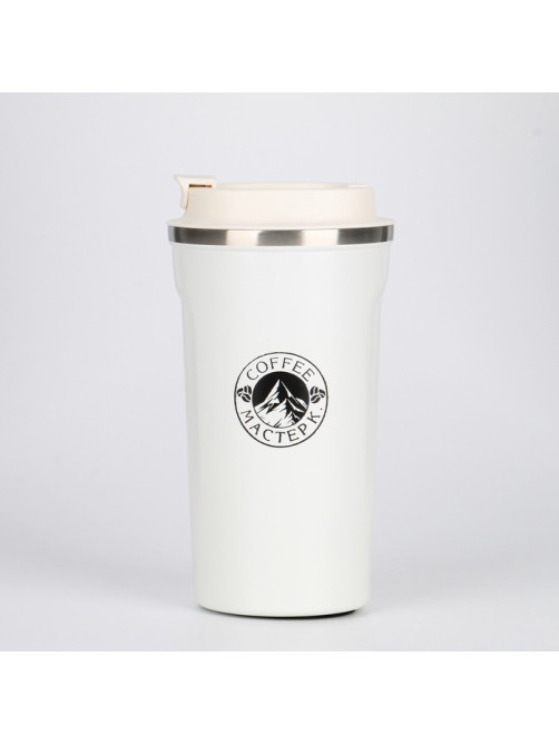 Термокружка Мастер К Original Coffee, 500 мл, сохраняет тепло 10 ч, нержавеющая сталь, белая