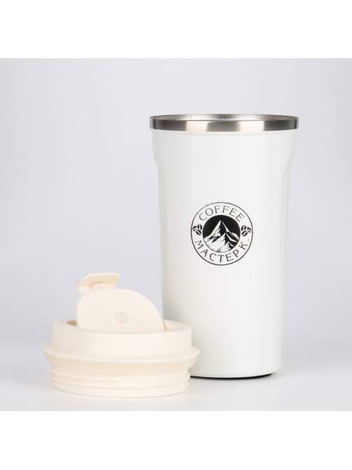 Термокружка Мастер К Original Coffee, 500 мл, сохраняет тепло 10 ч, нержавеющая сталь, белая