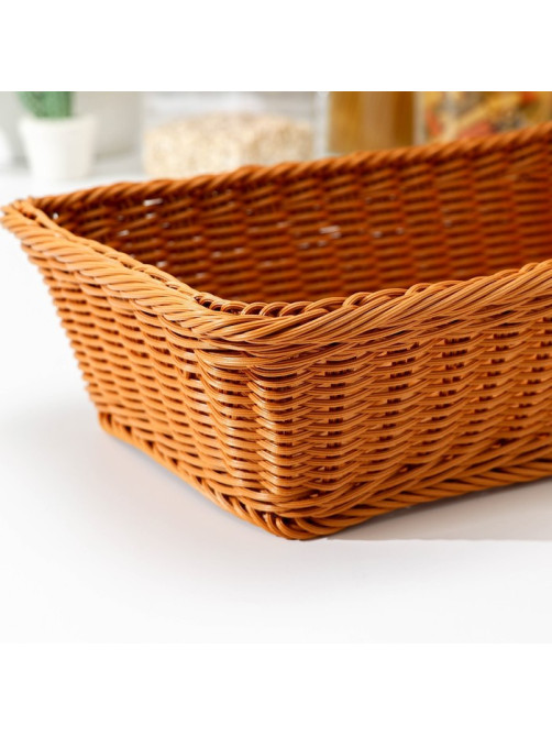 Корзина для продуктов Доляна, 40×25×10 см, плетёная, пластик, коричневая