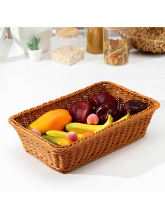 Корзина для продуктов Доляна, 40×25×10 см, плетёная, пластик, коричневая