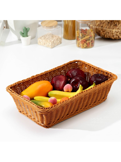 Корзина для продуктов Доляна, 40×25×10 см, плетёная, пластик, коричневая