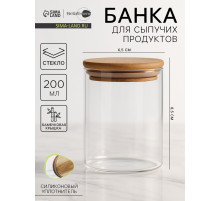 Банка для сыпучих продуктов BellaTenero «Эко», 200 мл, 6.5×8.5 см, с бамбуковой крышкой, стекло, прозрачная