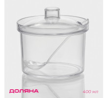 Ёмкость для специй с ложкой Доляна, 400 мл, 10.5×10 см, пластик, прозрачная