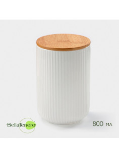 Банка для сыпучих BellaTenero, 800 мл, 10×15 см, фарфор, белая