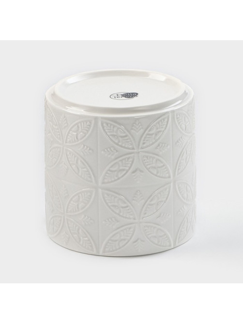 Банка для хранения сыпучих продуктов BellaTenero, 660 мл, d=10.5 см, с бамбуковой крышкой, фарфор, белая