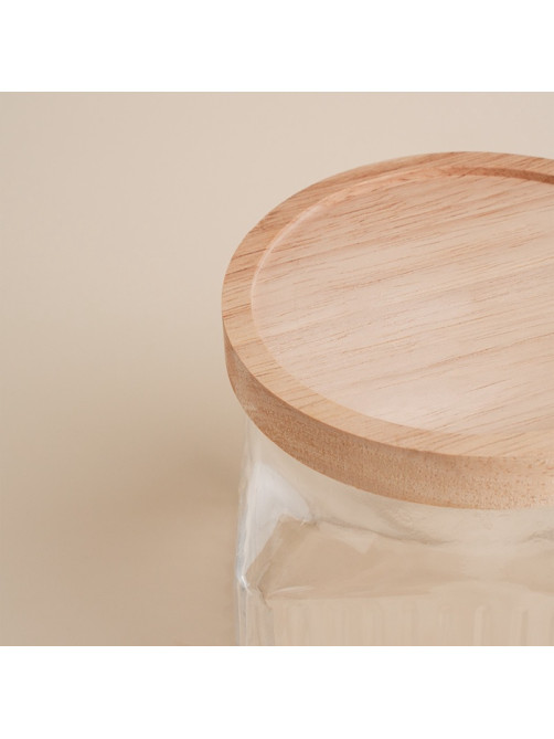 Банка для сыпучих продуктов SL Home «Афины», 1 л, 11×11.5 см, с деревянной крышкой. стекло, прозрачная