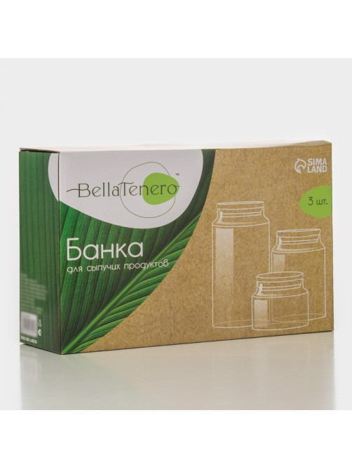 Банки для сыпучих BellaTenero «Эко», набор 3 шт.: 350/800/1200 мл, с бамбуковой крышкой, стекло, прозрачные
