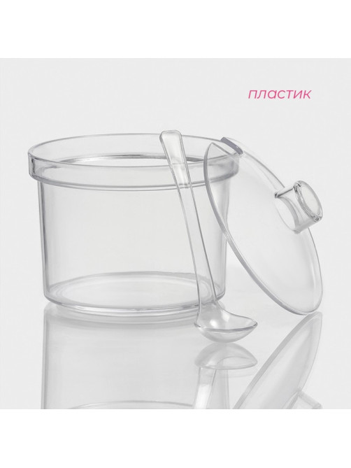 Ёмкость для специй с ложкой Доляна, 400 мл, 10.5×10 см, пластик, прозрачная