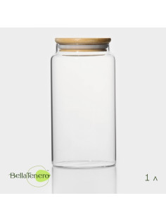 Банка стеклянная для хранения сыпучих продуктов BellaTenero «Эко», 1 л, 9.5×18 см, с бамбуковой крышкой