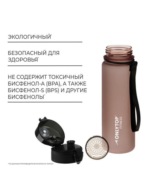 Бутылка спортивная для воды ONLYTOP Fitness, 500 мл, серая