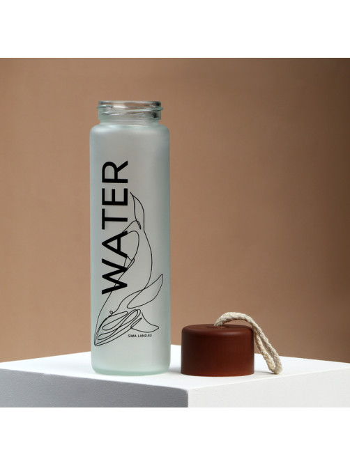 Бутылка для воды WATER, стекло, 350 мл, МИКС