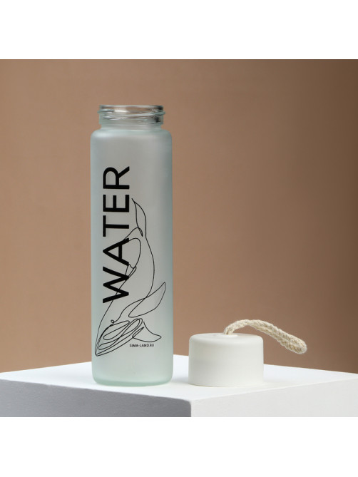 Бутылка для воды WATER, стекло, 350 мл, МИКС
