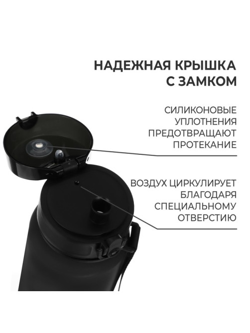 Бутылка спортивная для воды ONLYTOP, 1000 мл, чёрная