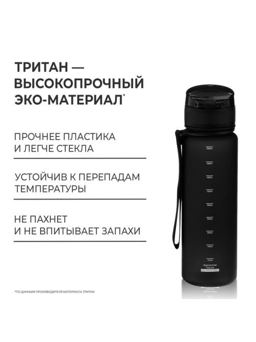 Бутылка спортивная для воды ONLYTOP, 500 мл, чёрная