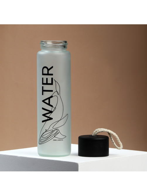 Бутылка для воды WATER, стекло, 350 мл, МИКС