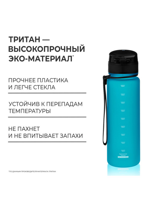 Бутылка спортивная для воды ONLYTOP Fitness, 500 мл, голубая