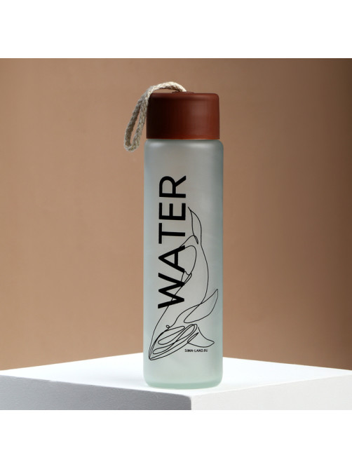 Бутылка для воды WATER, стекло, 350 мл, МИКС