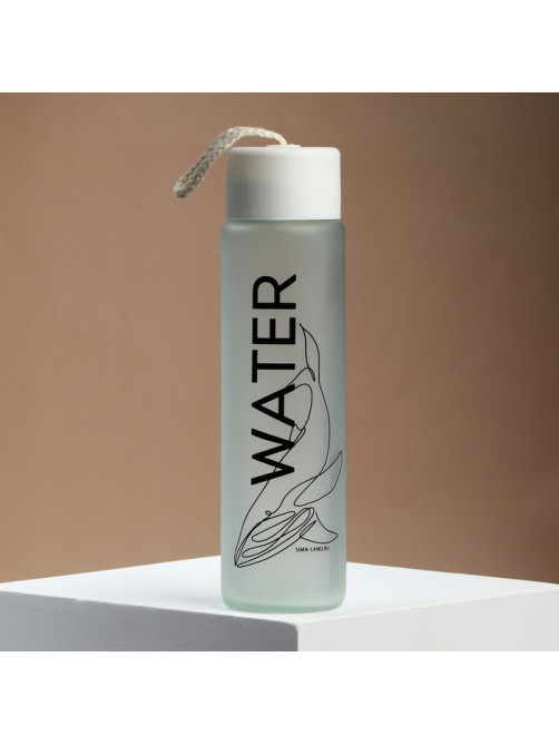 Бутылка для воды WATER, стекло, 350 мл, МИКС