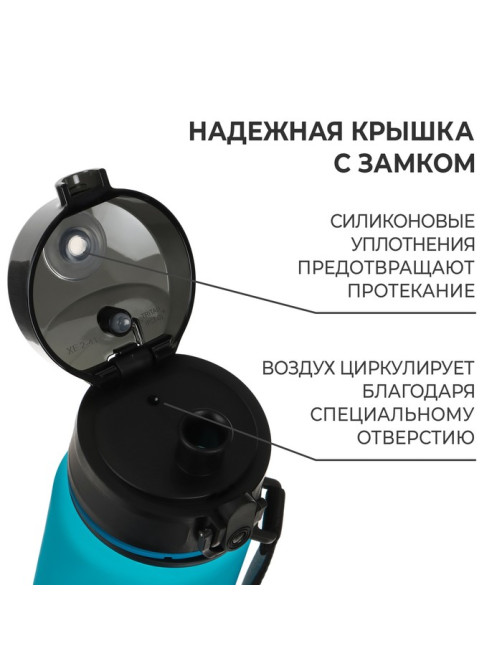Бутылка спортивная для воды ONLYTOP Fitness, 500 мл, голубая