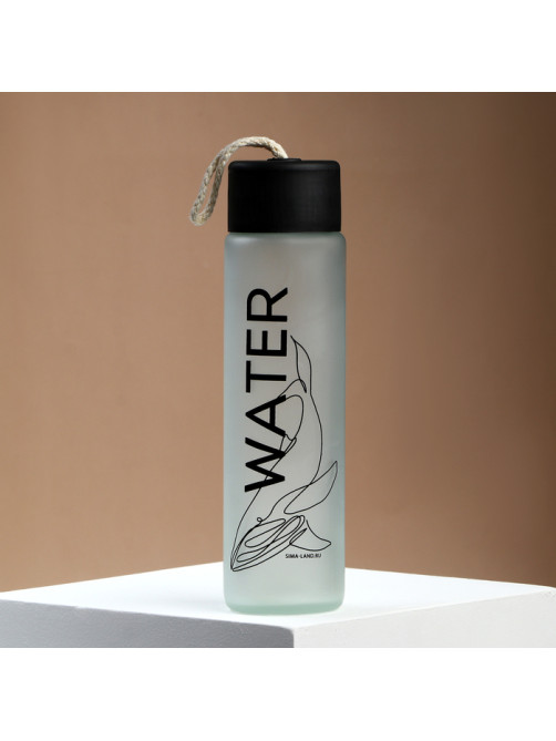 Бутылка для воды WATER, стекло, 350 мл, МИКС