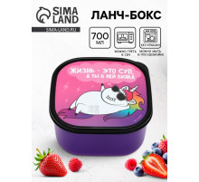 Ланч - бокс квадратный «Единорог», 700 мл