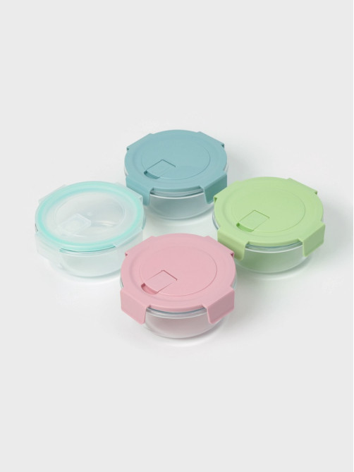 Контейнер для хранения продуктов Доляна Cook and Freeze, 370 мл, 13.5×6 см, с крышкой, жаропрочное стекло, МИКС