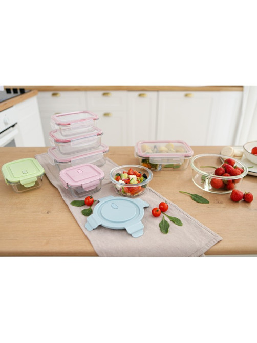 Контейнер для хранения продуктов Доляна Cook and Freeze, 370 мл, 13.5×6 см, с крышкой, жаропрочное стекло, МИКС