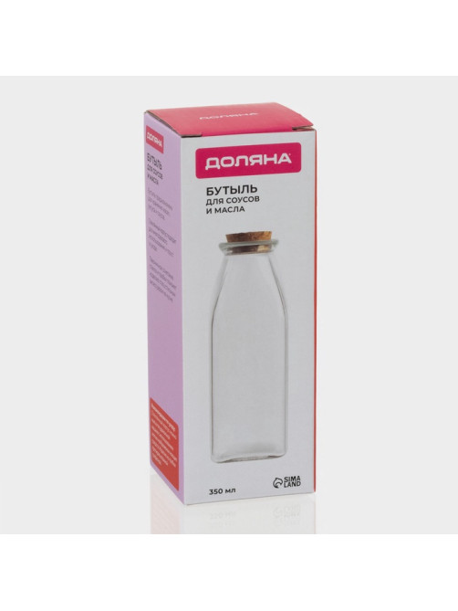 Бутылка для соусов и масла Доляна «Парфе», 350 мл, 5.5×16 см, с пробковой крышкой, стекло, прозрачная