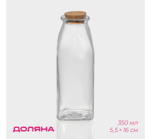 Бутылка для соусов и масла Доляна «Парфе», 350 мл, 5.5×16 см, с пробковой крышкой, стекло, прозрачная