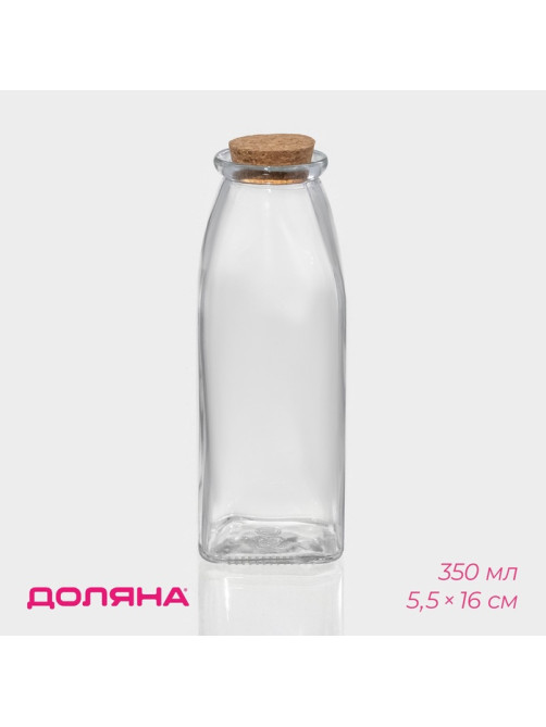 Бутылка для соусов и масла Доляна «Парфе», 350 мл, 5.5×16 см, с пробковой крышкой, стекло, прозрачная