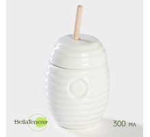 Ёмкость для мёда BellaTenero, 300 мл, с ложкой, фарфор, белая