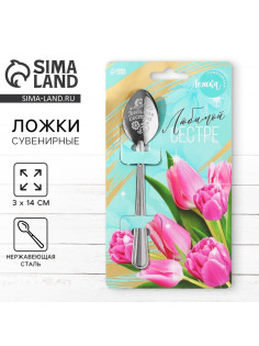 Ложка чайная с гравировкой «Любимой сестре», h=14 см