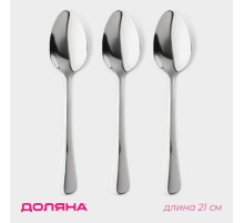 Набор ложек столовых из нержавеющей стали Доляна, длина 21 см, толщина 2.2 мм, 410 сталь, 3 шт.