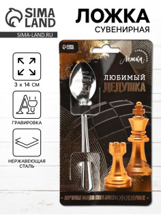 Ложка чайная с гравировкой «Любимый дедушка», h=14 см
