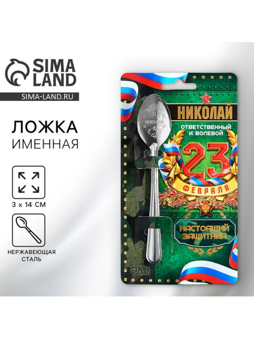 Ложка чайная именная «Николай», 14×3 см