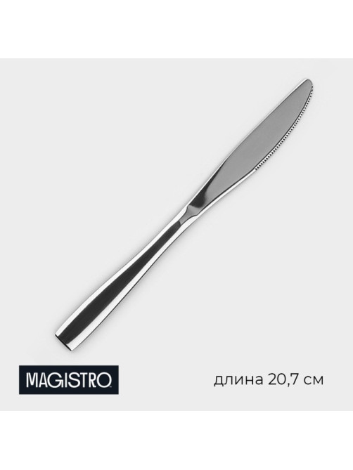Нож столовый из нержавеющей стали Magistro Bravo, длина 20.7 см, толщина 4 мм, серебристый