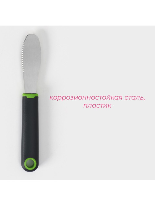 Нож для масла Доляна Lime, 20×3 см, нержавеющая сталь, чёрно-зелёный